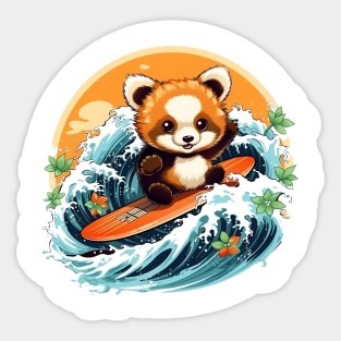 Red Panda Surf Sticker